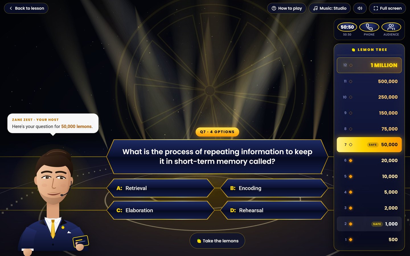 Who Wants to Be a Lemonaire? on Brainy Lemons